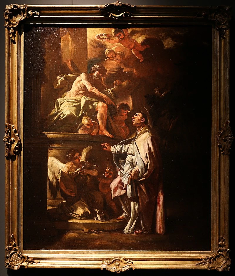 Sant'Andrea in conversazione con sant'Agostino, bozzetto per una pala in S.M. Donnaregina nuova a Napoli